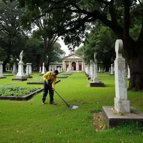 limpeza no cemitério municipal Pio XII